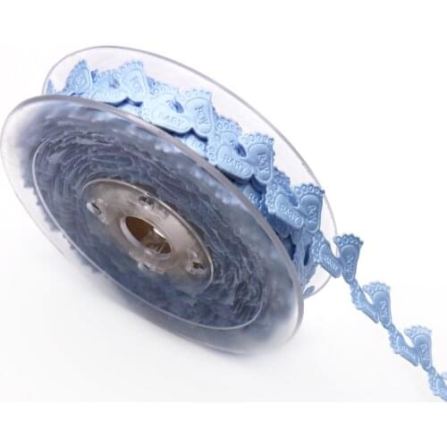 5yards/lot 1.5cm Pink Blue Baby Foot Pattern Lace Trim Ribbon Handmade Gift Wrapping Birthday Baby Shower Decoration Supply