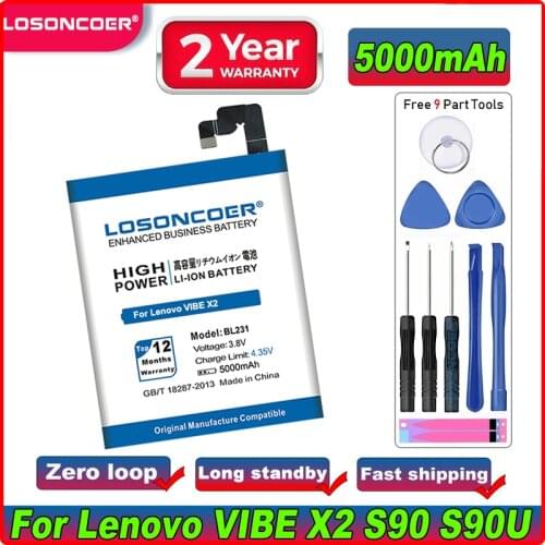 LOSONCOER 3500mAh BL231 Batteries For Lenovo VIBE X2 X2-TO X2-CU S90T Battery S90U S90 Phone