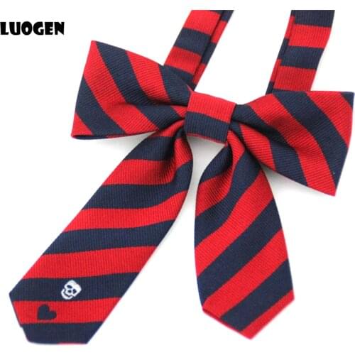 Cute Skeleton Heart School Uniform Tie Brand Asymmetry Stripe Gravata Borboleta Necktie Japanese JK Neck Bow Ties for Girls Gift