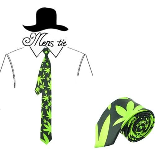 Mens Ties Necktie Gift Wedding Shirts Cravat Tie For Men 2inch wide hemp leaf Weed Party Woven Classic Dropshipping Brand Design