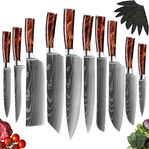 New Kitchen Knives Set Japanese Chef knife High Carbon Stainless Steel Knife Resin Handle Sharp Cleaver Slicing Knife Gitf