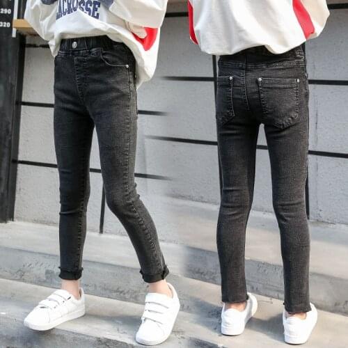 Skinny Slim Girls Jeans 2020 New Spring Fall Fashion Kids Jean for Girls Black Toddler Pants Teens Children Trousers