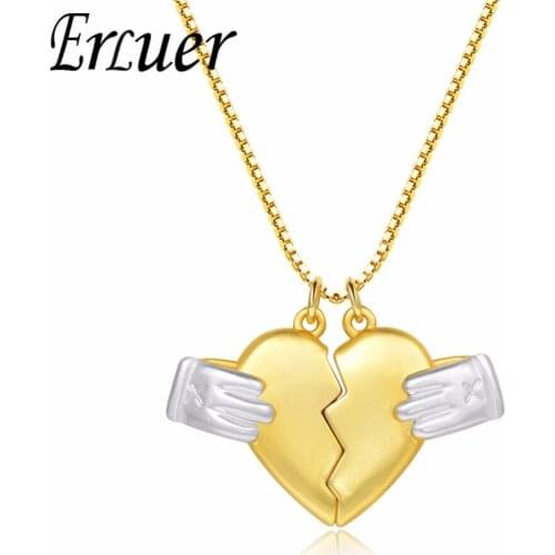ERLUER necklace for women Romantic heartbreaking jewelry Girl detachable necklaces jewellery Valentines Day present accessories