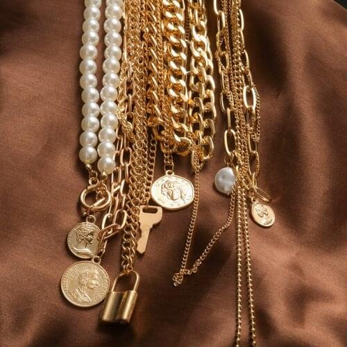 Fashion Vintage Portrait Multi-layer Necklaces For Women Gold Silver Metal New Luxury Hanging Necklaces 2021 Trend Party Jewelry