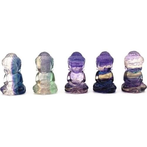 Drop shipping 1PC Natural Fluorite Buddha Handmade Quartz Carved Polished Healing Meditation Natural Stones and crystals