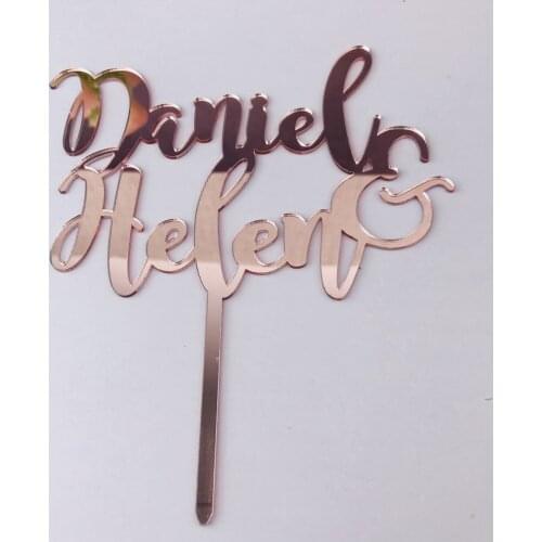 Personalized wedding Rose gold cake topper, Custom couple names cake topper, Mr and Mrs Wedding cake topper Decor Supplies