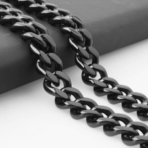 Popular Jewelry Stainless Steel Black Color Cut Curb Cuban Chain Mens Necklace Or Bracelet Bangle 7"-40" Wholesale Or Retail