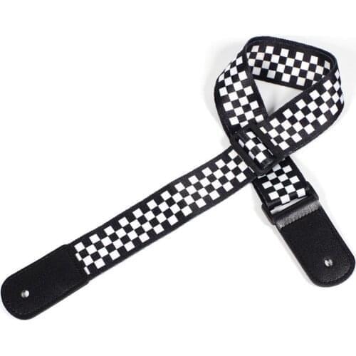 Adjustable Ukulele Strap Black White Plaid Hawaii Acoustic Guitar Strap Belt Ukulele Bass Guitarra Part Accessories