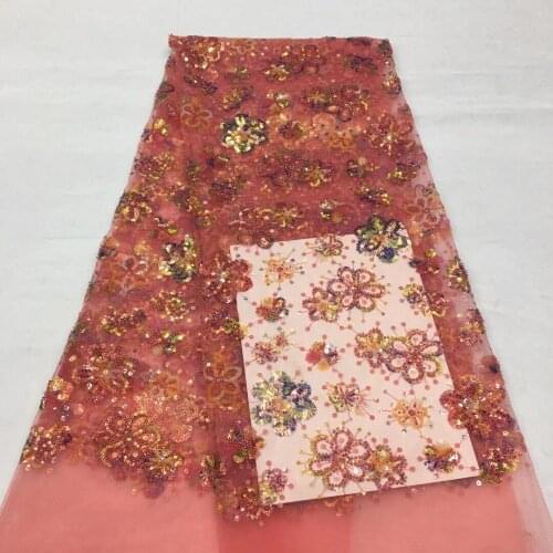 Luxury Nigerian Lace fabric top Sale Embroidery Tulle French Lace fabric ZH-109683 with beads