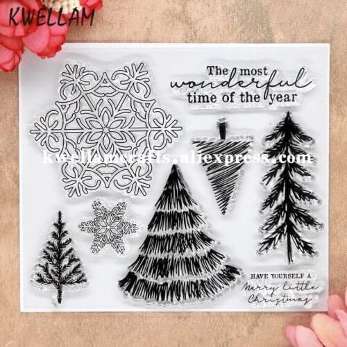 Christmas Tree Snowflake Scrapbook DIY photo cards rubber stamp clear stamp transparent stamp 10.5x12cm KW8070226