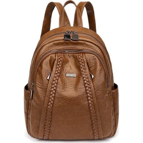 Women Backpack Female High Quality Soft Leather Book School Bags For Teenage Girls Sac A Dos Travel Back pack Rucksacks C1446