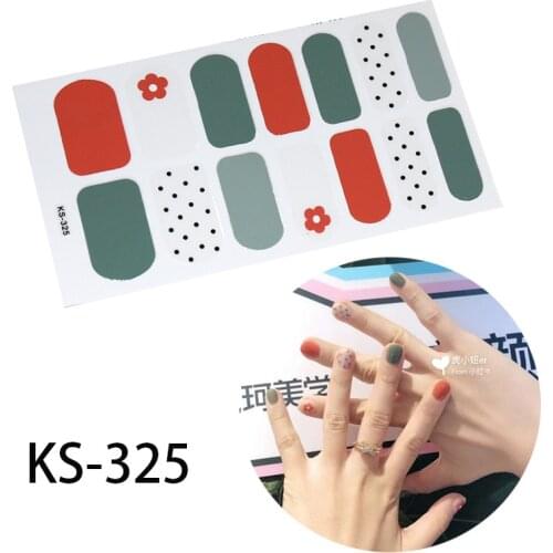 14tips/sheet Nail Art Self-adhesive Design Full Cover Nail Vinyls Decals Nails Sticker Art Decorations Manicure Stickers Nail