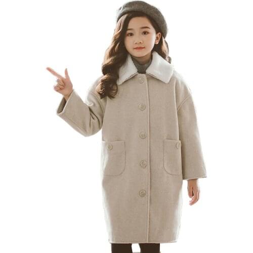 Girl wool coat High quality 100% wool New Long Sleeve bebe Windbreaker spring autumn clothes Kids jacket Outwear parka