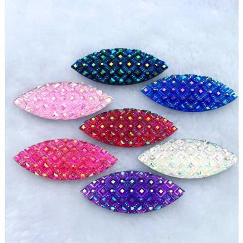 30pcs 20*50mm AB Color Rhinestone buttons Shiny horse eye Resin Rhinestones Crystals Flat back Stones Strass DIY A51*5