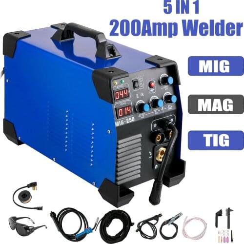VEVOR 5 IN 1 MIG/MAG/TIG/FLUX/MMA Inverter Welder 200Amp Combo Welding Machine Spot Welder 200A Multi-function Welding Machine