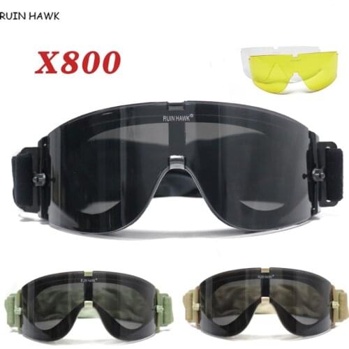 Tactical Goggles Airsoft Military X800 Sunglasses Motorcycle Windproof Glasses With 3 Lenses Army Shooting Paintball Goggles