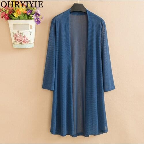 OHRYIYIE Oversize Thin Summer Cardigan Female Sweater Women Poncho Large Size 5XL Autumn Knitted Cardigans Lady Outwear Tops