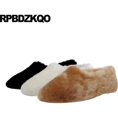Black slip on china white designer shoes women luxury 2019 brown large size shallow fur chinese round toe flats ladies winter