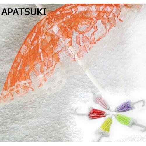 2pcs/lot Random Color Handmade Umbrella Dolls Plastic Lace Umbrella For Barbie Doll Girl Birthday Christmas Gift Doll Accessory