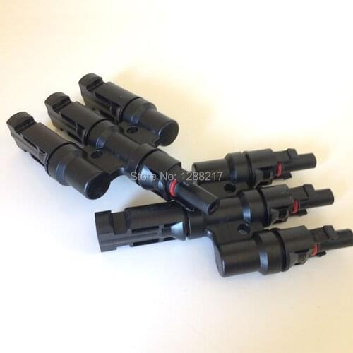 1 Pair Solar Connector 3 to 1 T Branch Connectors One Female to Three Male Solar Panel Cable Connectors