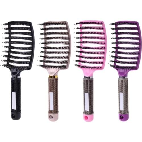 1 Pc Salon Professional Bristle & Nylon Hairbrush Scalp Massage Comb Wet Hair Brush Comb