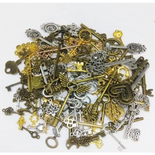 100 Grams Alloy Steam Punk Mini Keys Pendant Mixed Package For Lighter Bracelet Chocker Necklace Leather Jewelry Accessories