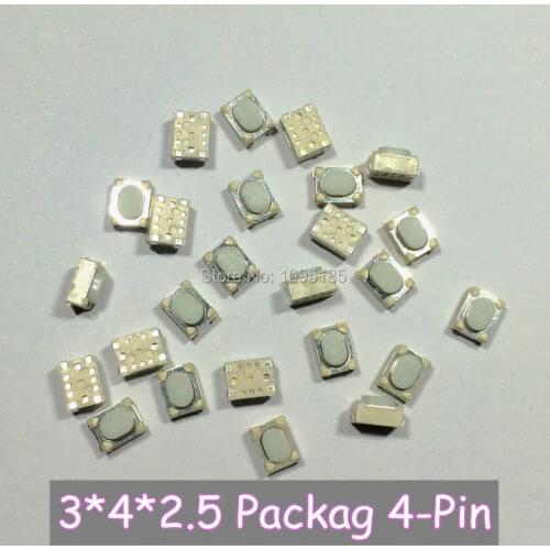 100pcs h 3*4*2.5 white Flat foot switch INSTOCK 3X4X2.5 Band Packaging 4-Pin Tactile Switch