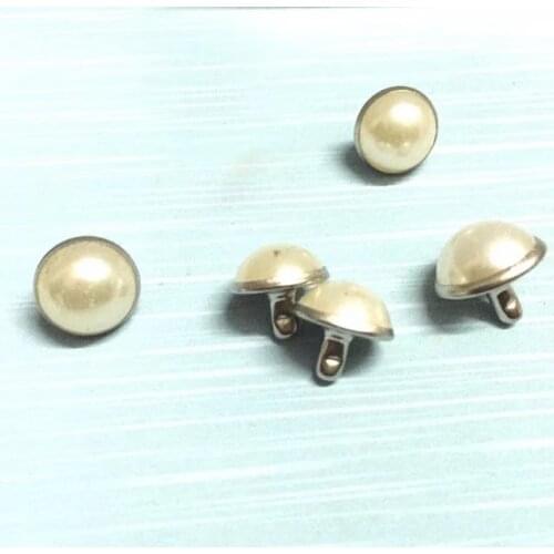 1000PCS 10mm White Color Pearl Rivet with Nickel Accent Rims Flatback Bling Gems Resin Acrylic Flat