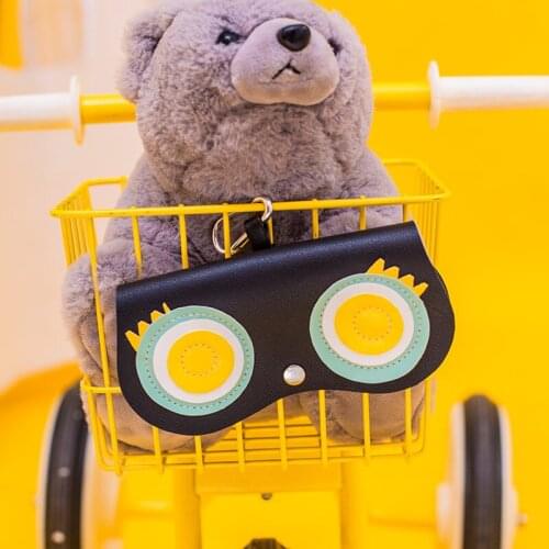 2021 Fashion Cute Eyeglasses Cover PU Leather Sunglasses Glasses Bag For Women Keychain Key Ring Bag Charm Accessories D398