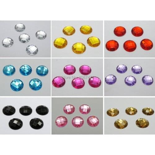 300pcs Mixed Colour Flatback Acrylic Faceted Round Button 16mm Sew accessories de costura for wedding dress diy bead
