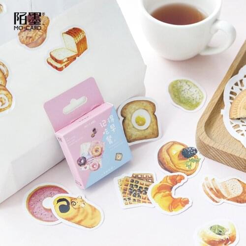 46PCS/box New Cute Breakfast Diary Paper Lable Sealing Stickers Crafts And Scrapbooking Decorative Lifelog DIY Stationery