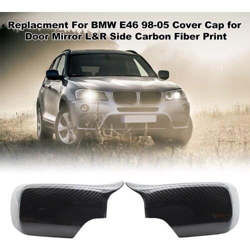 Car Accessories For BMW E46 98-05 Cover Cap for Door Mirror L&R Side Carbon Fiber Print