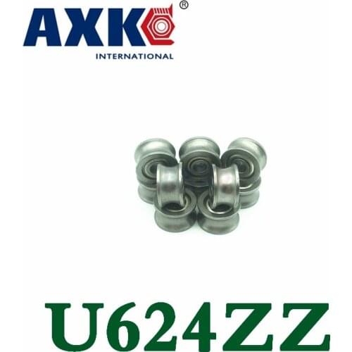 Axk 20pcs/lot U624zz 624uu 4x13x7mm U Groove Carbon Steel Deep Groove Ball Bearing Traces Walking Guide Rail Bearing Brand New