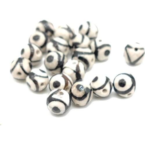 8mm Natural Stone White Black Eye Pattern Tibetan Agates Beads Round Loose Spacer Beads Making Bracelet Jewelry Accessories