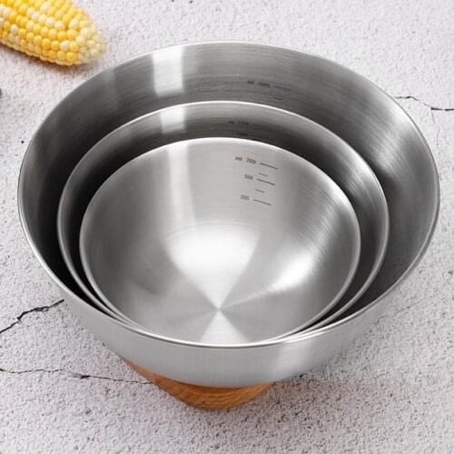 304 Stainless Steel Salad Bowls Set Nesting Storage Mixing Bowl Kitchen Food Container Bowl Cooking Baking Accessory with Scale