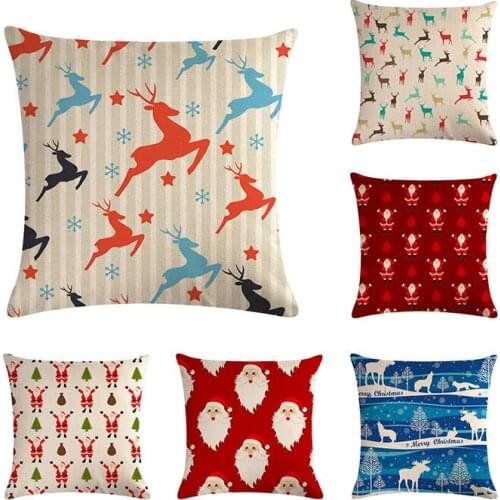 Merry Christmas Decor For Home Sofa Throw pillow case Xmas tree presents elk Geometric patterns cushion cover 45X45CM H731