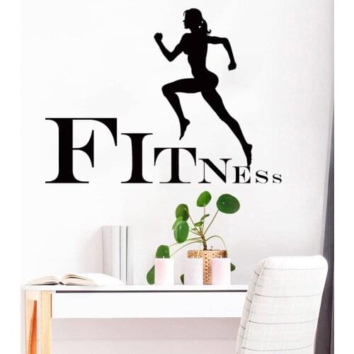 Fitness Vinyl Wall Decal Running Sport Jogging Cool Wall Stickers Home Decoration Gym Teen Bedroom Classroom Wall Paper Y595
