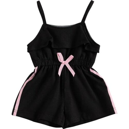 OPPERIAYA Newborn Casual Style off shoulder Summer lovely Romper Infant Sleeveless Side Striped Spaghetti Strap Tie Up Playsuit