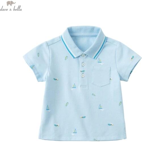 DBX16682 dave bella summer baby boys casual cartoon print T-shirt children tops kids boy fashion tees