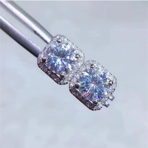 Store Round Moissanite Cut Total Diamond Test Passed Moissanite Silver Earring Jewelry Girlfriend Gift