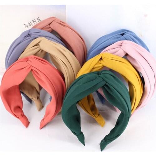 Imixlot Sweet Simple Hairband Knot Turban Solid Elastic Hair Head Hoop Bands Accessories for Women Girls Wide Headdress