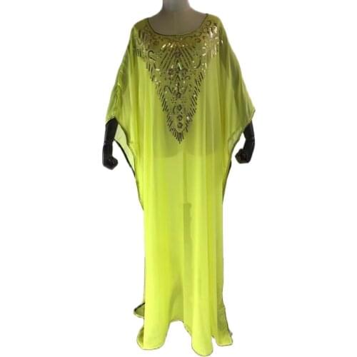 New African Womens Dashiki Fashion Abaya Stylish KWA Robe Sequins Embroidery Free Size Loose Long Dress