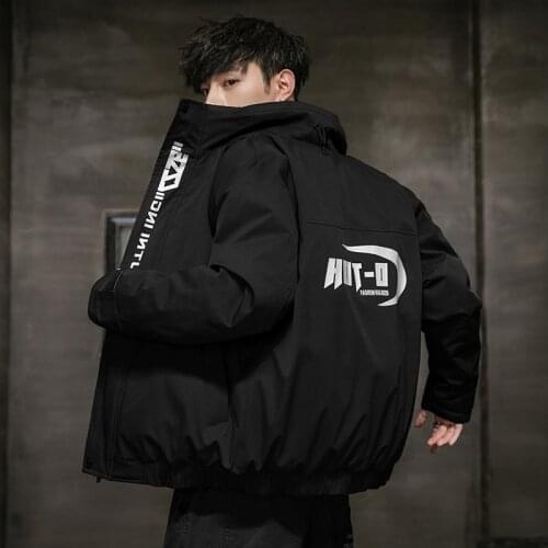 2021 New Padded Jacket Male Korean Version Trend Plus Size Handsome Mens Autumn and Winter Tooling Thick Cotton Coat