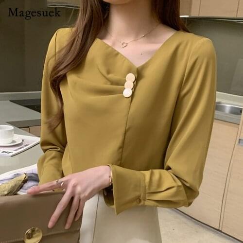 2021 Autumn New Long Sleeve Elegant Blouse Office Lady Slim Fit Chiffon Shirts Women Tops Hong Kong Style Shirt Pullover 16230