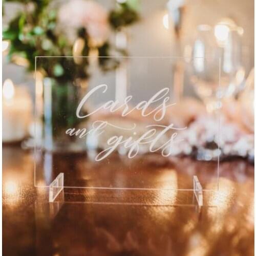 Cards & Gifts Wedding Table Sign || clear wedding decorations clear acrylic engraved