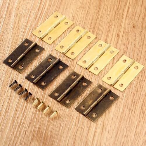 4Pcs 1.5 inch Wood Boxes Decorative Hinge Furniture Fittings Antique Bronze/Gold Cabinet Hinges Furniture Accessories 34x22mm