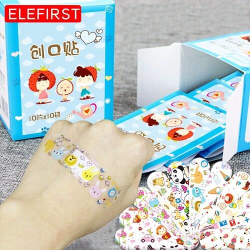100Pcs/Pack Cartoon Transparent Wound Adhesive Plaster Medical Anti-Bacteria Band Bandages Sticker Home Travel First Aid Kit
