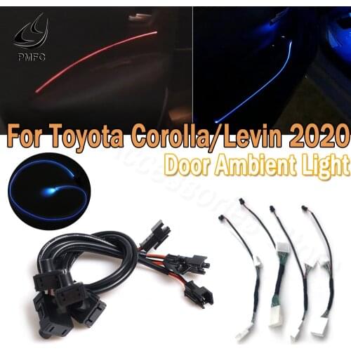 PMFC LED 4Door Ambient Light Door Light Car Interior Atmosphere Stripes Lamp Ice Blue/64 Color For Toyota Corolla/Levin 2020