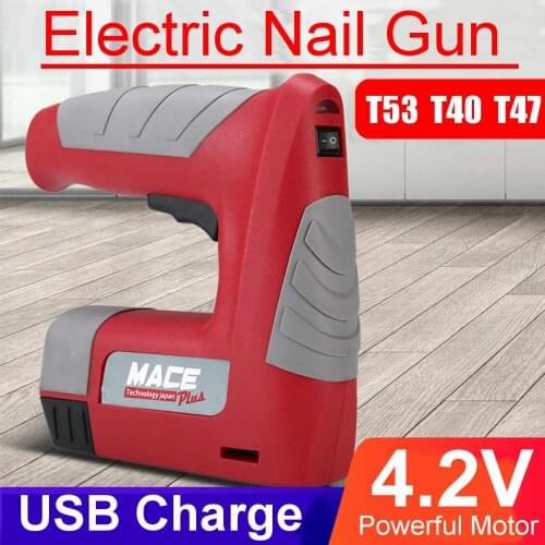 Portable USB Rechargeable Electric Nail Gun Stapler Electric Nailer Staples for Guns Hand Tool Woodworking Tools 4.2V