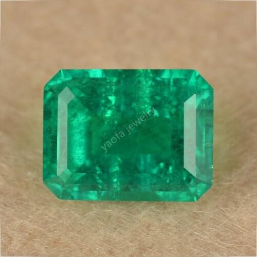 Sale 5A Rectangle Octangle Shape Parallel Cut Lab Grown Hydrothermal Columbian Emerald Stone Minor Cracks Inclusions Loose Gems